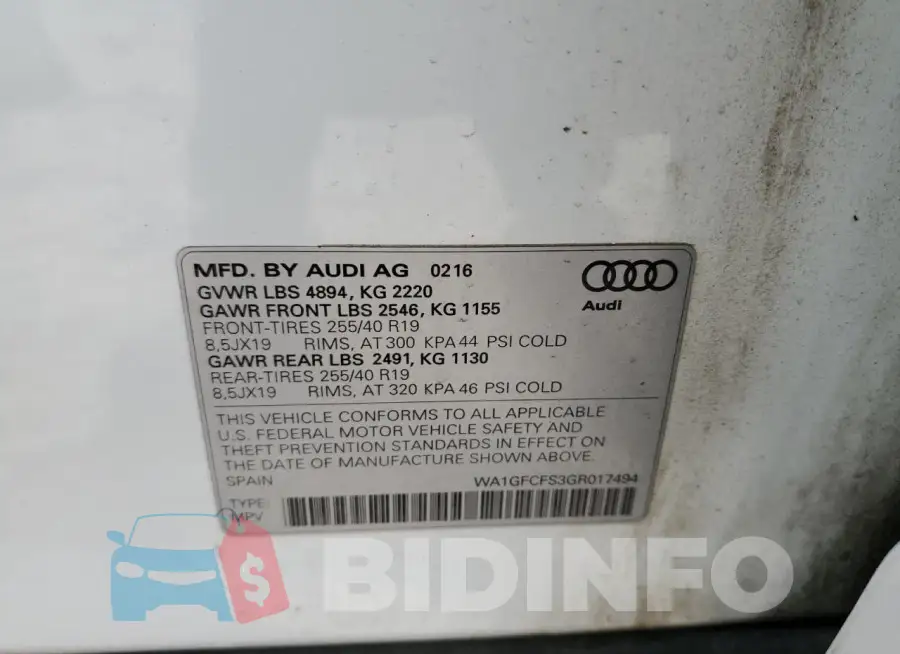 WA1GFCFS3GR017494 Photo# 13