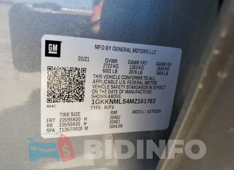 1GKKNMLS4MZ161763 Photo# 13
