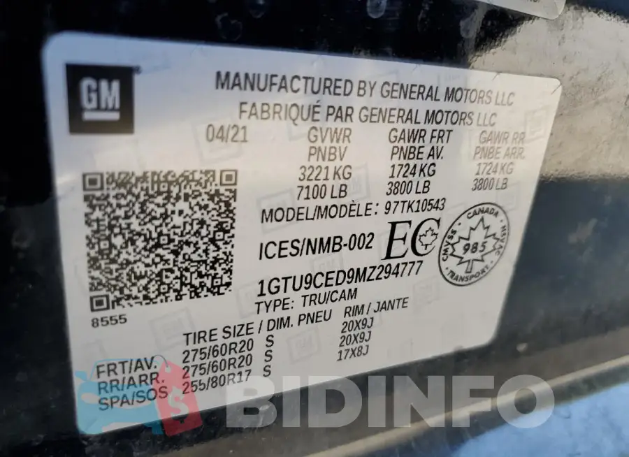 1GTU9CED9MZ294777 Photo# 12