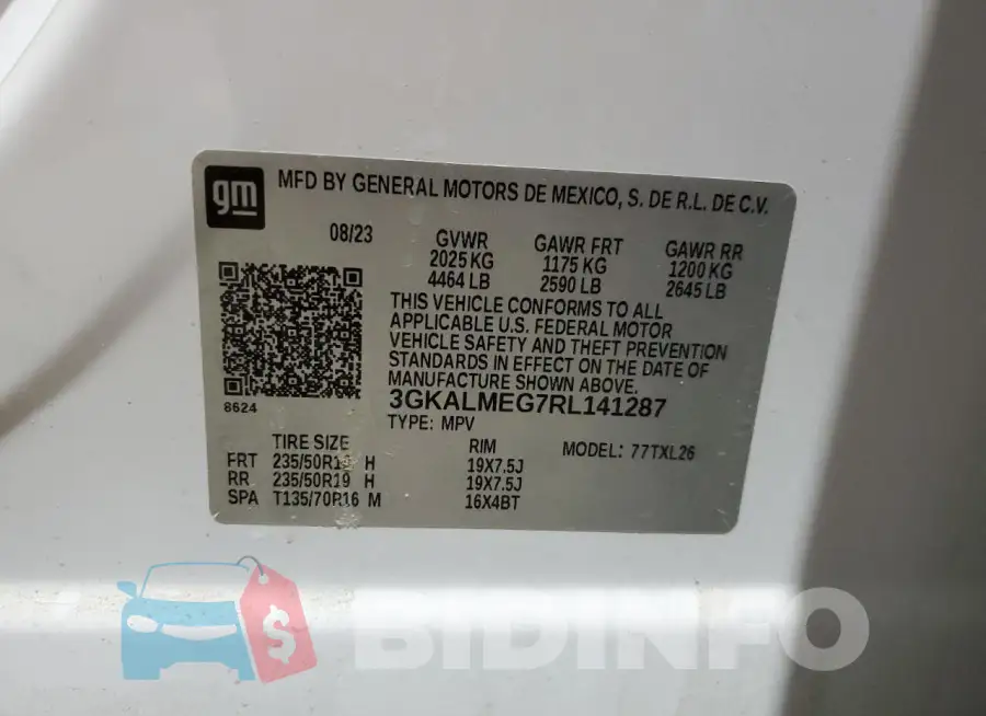 3GKALMEG7RL141287 Photo# 13