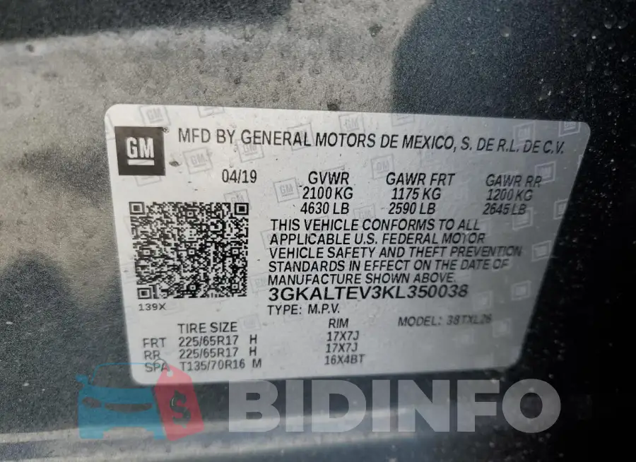 3GKALTEV3KL350038 Photo# 13