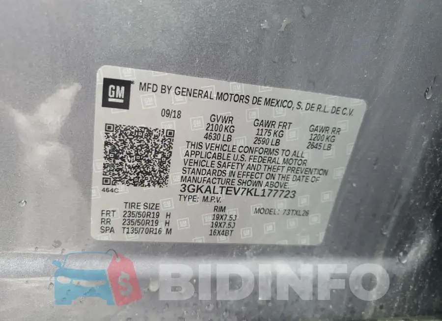 3GKALTEV7KL177723 Photo# 13
