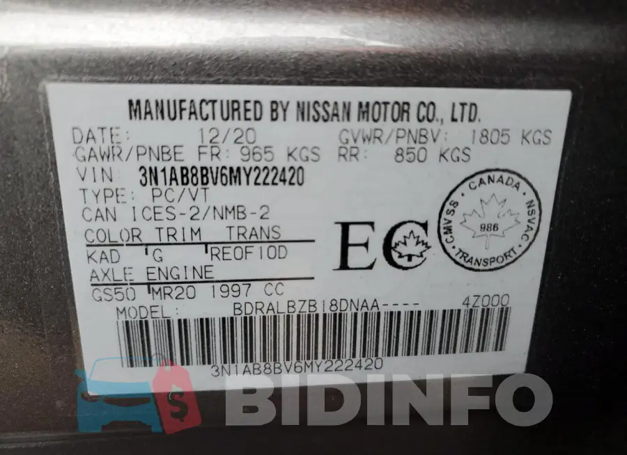 3N1AB8BV6MY222420 Photo# 12