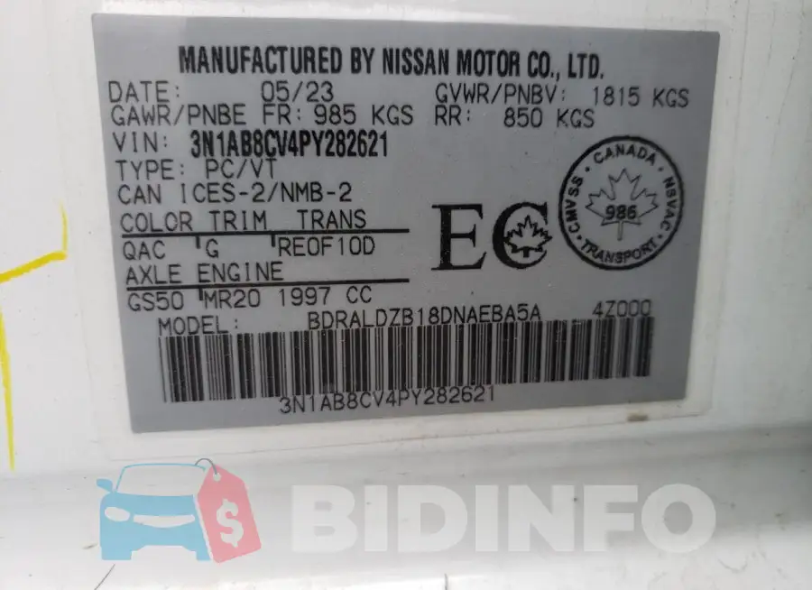 3N1AB8CV4PY282621 Photo# 12