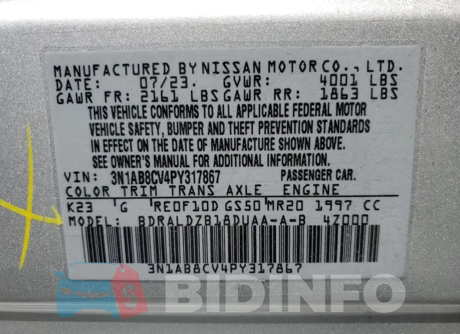 3N1AB8CV4PY317867 Photo# 12