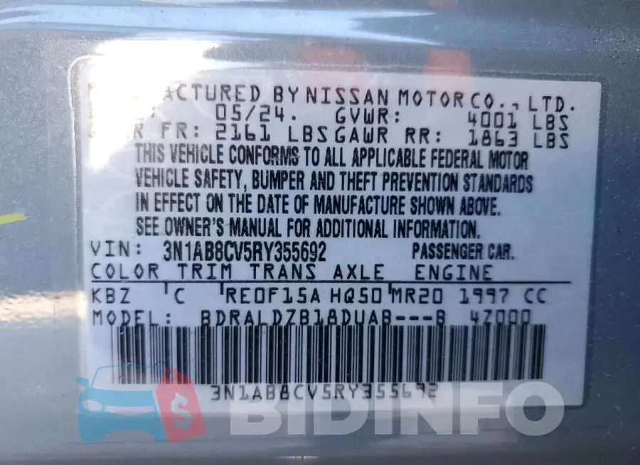 3N1AB8CV5RY355692 Photo# 13