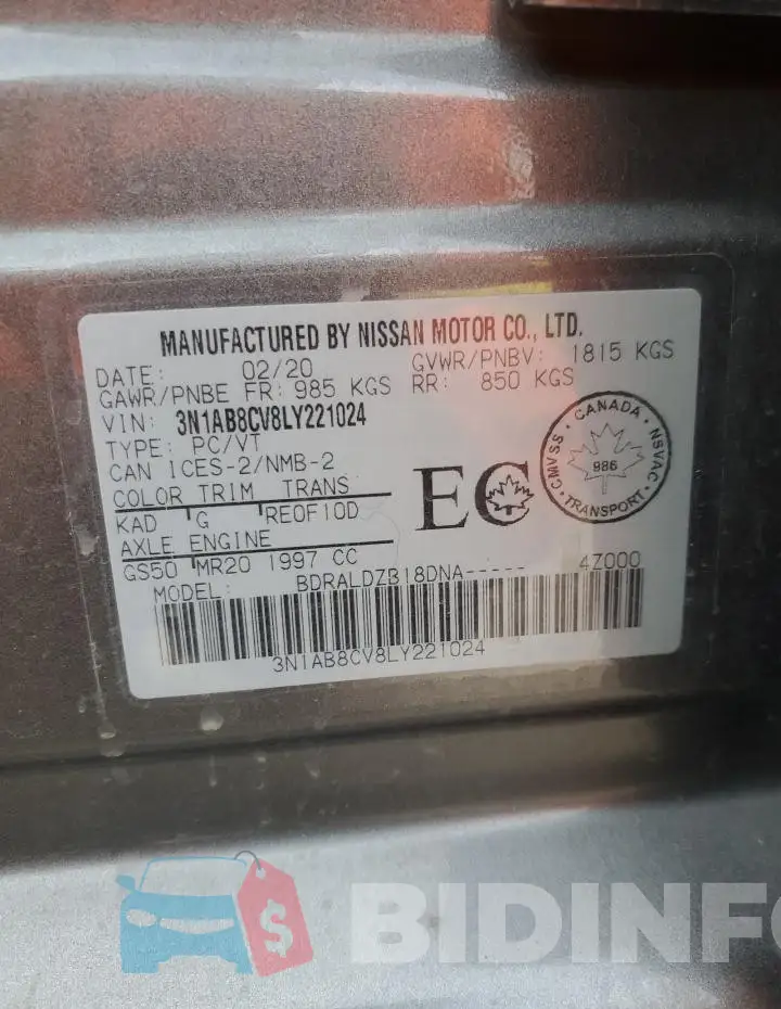 3N1AB8CV8LY221024 Photo# 12