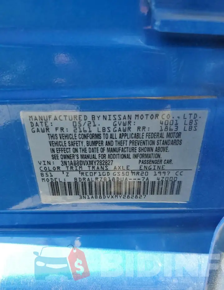 3N1AB8DVXMY282827 Photo# 12