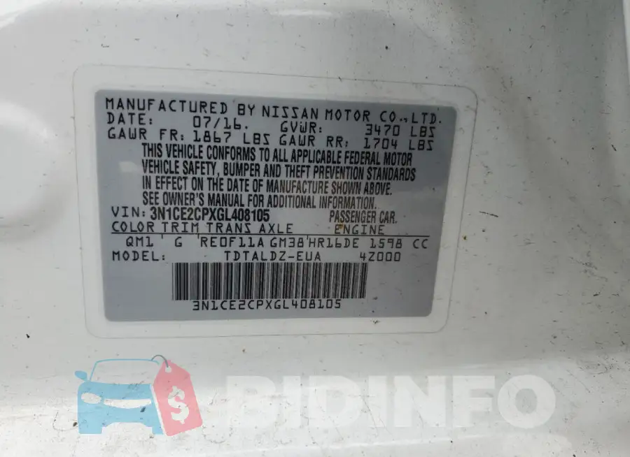 3N1CE2CPXGL408105 Photo# 12