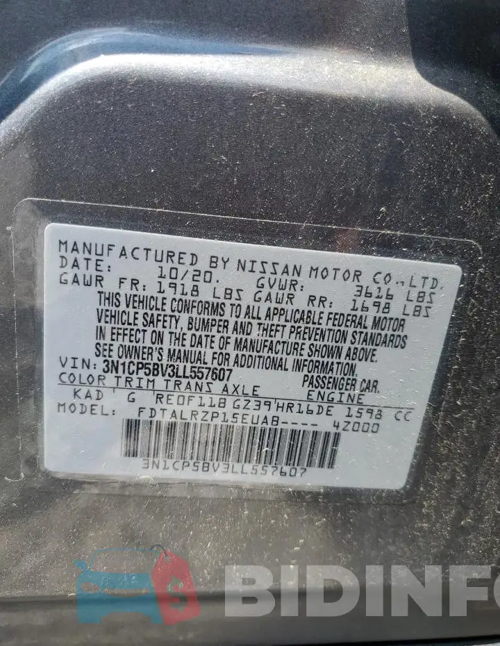 3N1CP5BV3LL557607 Photo# 12