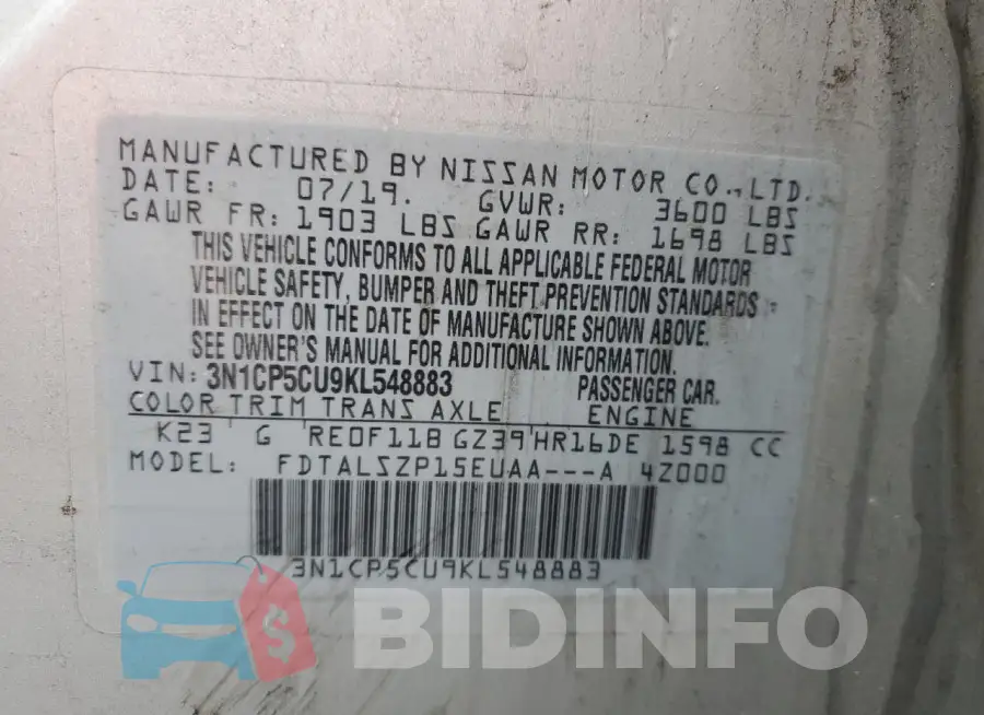 3N1CP5CU9KL548883 Photo# 12