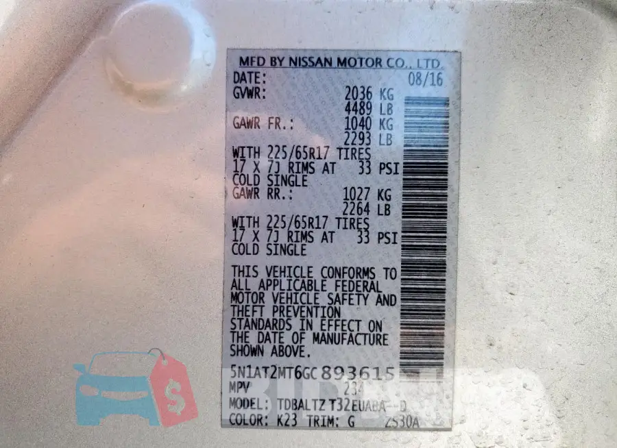 5N1AT2MT6GC893615 Photo# 14