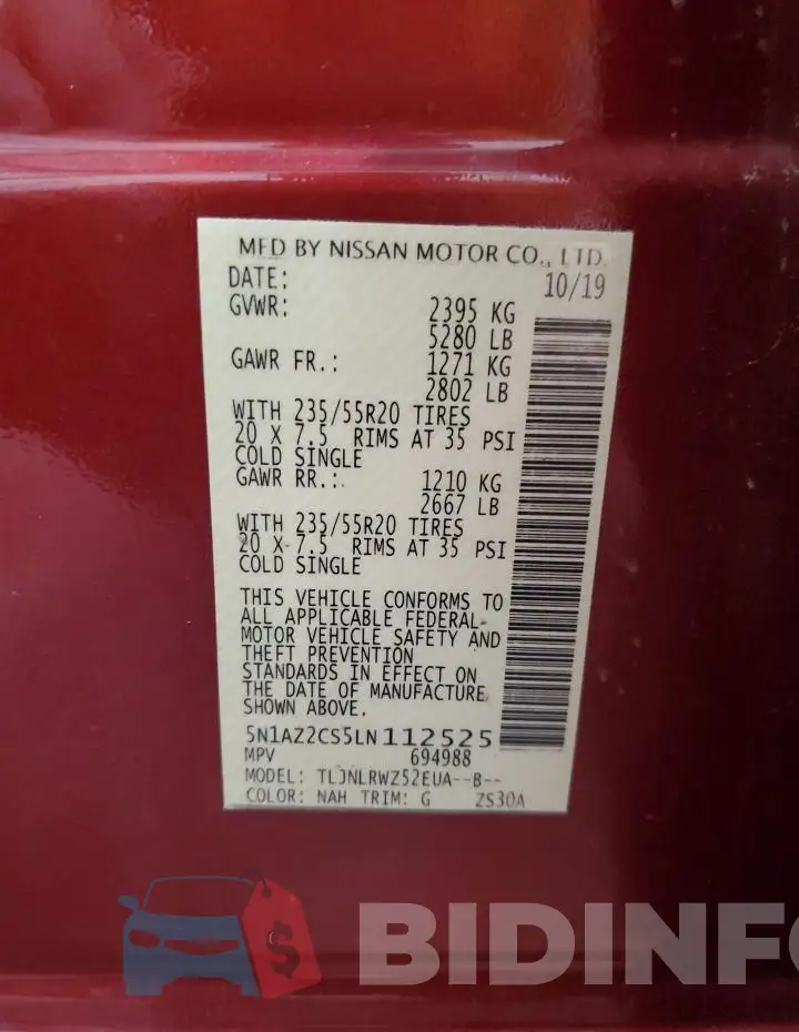 5N1AZ2CS5LN112525 Photo# 13