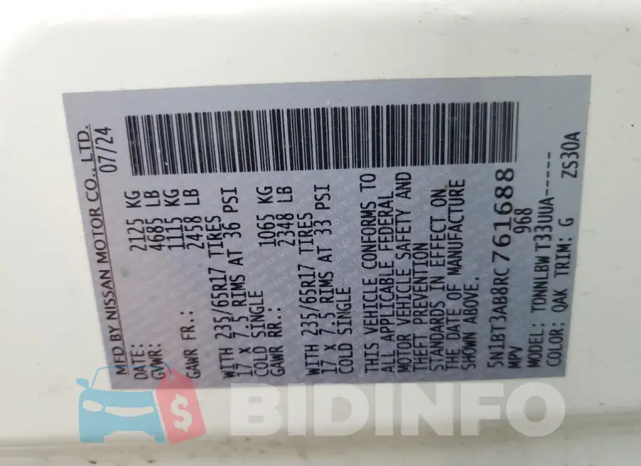 5N1BT3AB8RC761688 Photo# 13