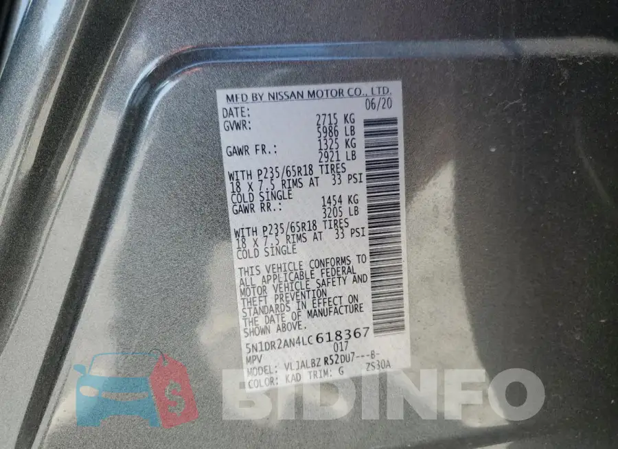 5N1DR2AN4LC618367 Photo# 14
