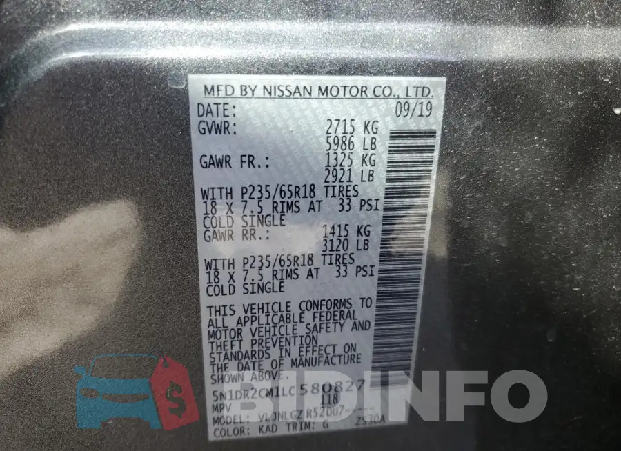 5N1DR2CM1LC580827 Photo# 12