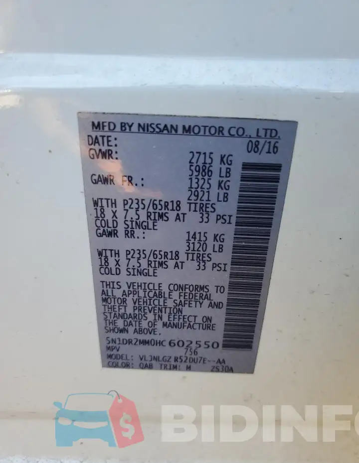 5N1DR2MM0HC602550 Photo# 13