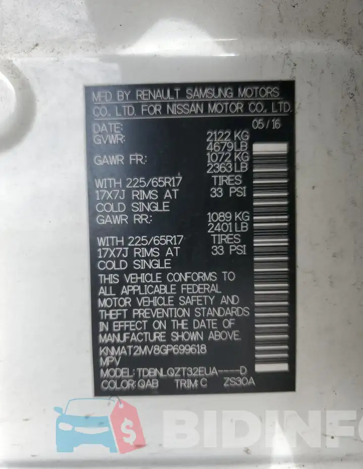KNMAT2MV8GP699618 Photo# 13