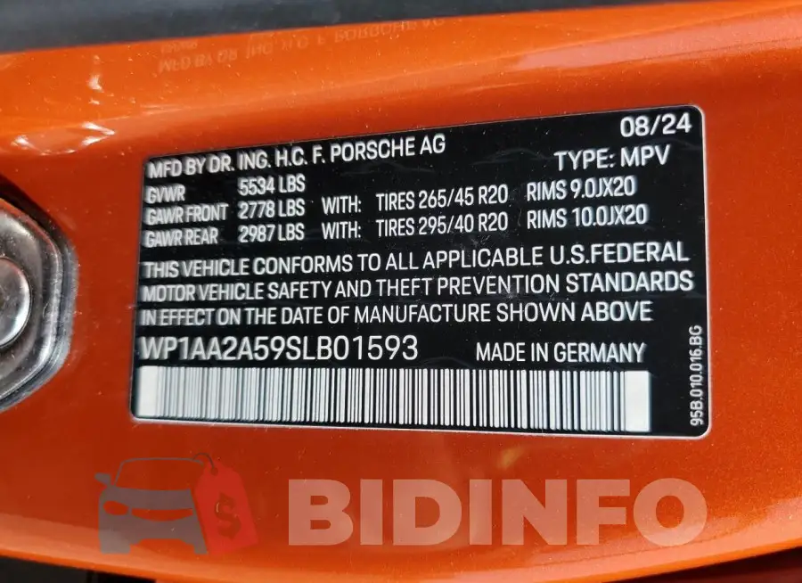 WP1AA2A59SLB01593 Photo# 13