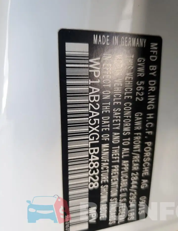 WP1AB2A5XGLB48328 Photo# 12