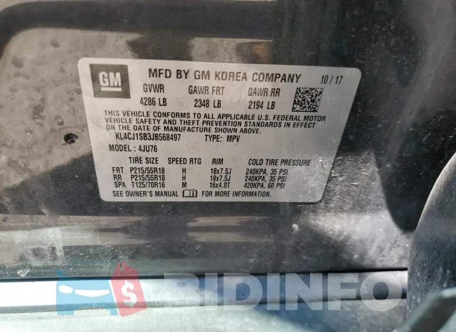 KL4CJ1SB3JB568497 Photo# 13
