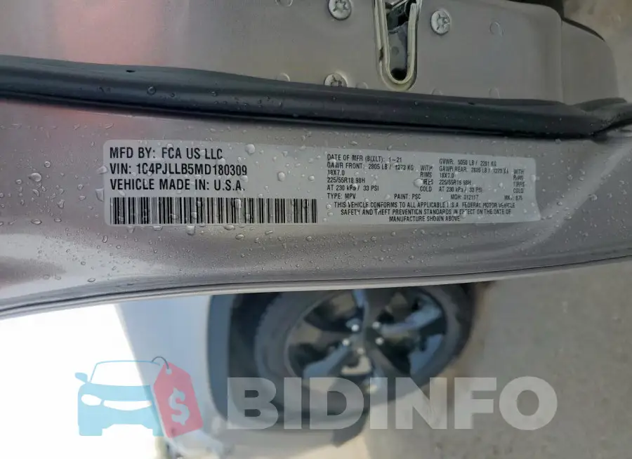 1C4PJLLB5MD180309 Photo# 14
