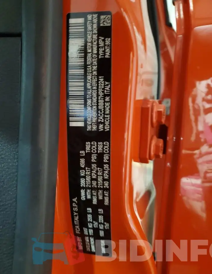ZACCJBBB7HPF02241 Photo# 12