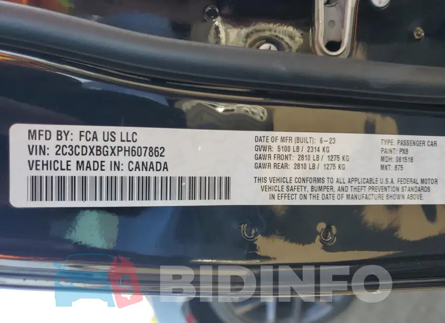 2C3CDXBGXPH607862 Photo# 12