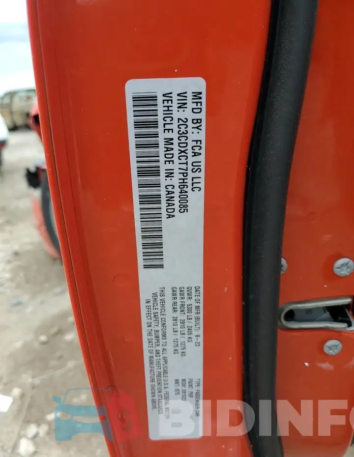 2C3CDXCT7PH640085 Photo# 12