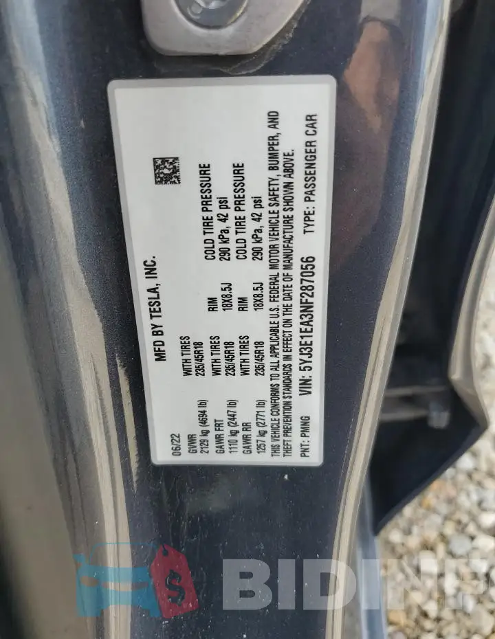 5YJ3E1EA3NF287056 Photo# 12