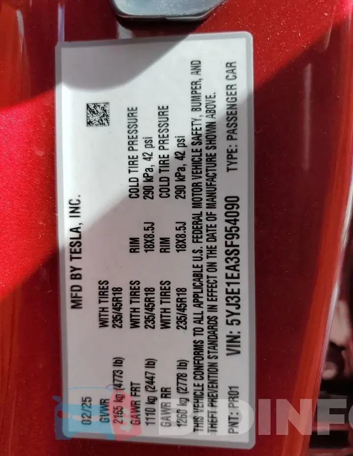 5YJ3E1EA3SF954090 Photo# 12