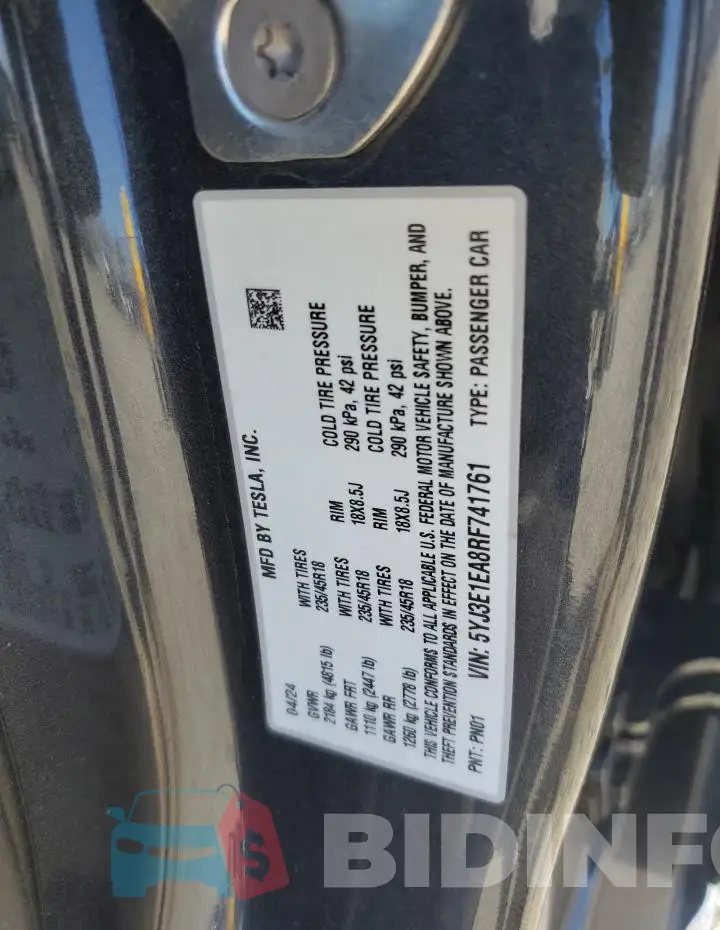 5YJ3E1EA8RF741761 Photo# 13
