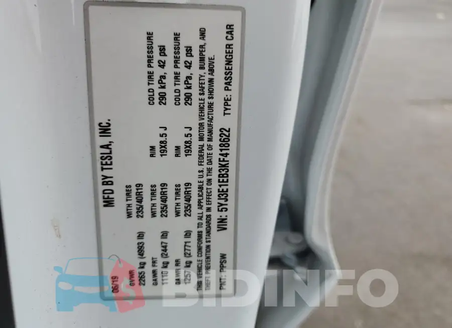 5YJ3E1EB3KF418622 Photo# 13