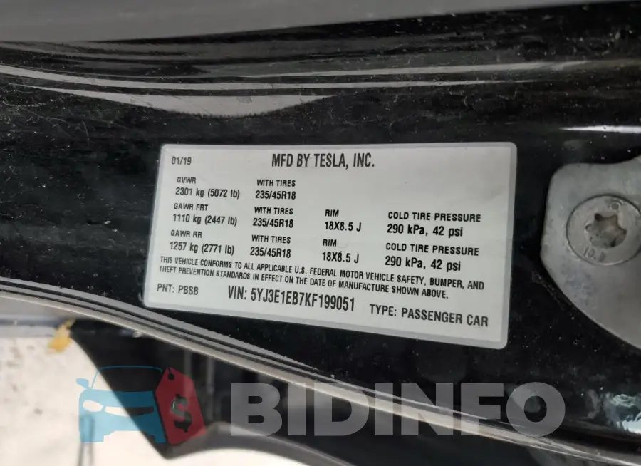 5YJ3E1EB7KF199051 Photo# 13