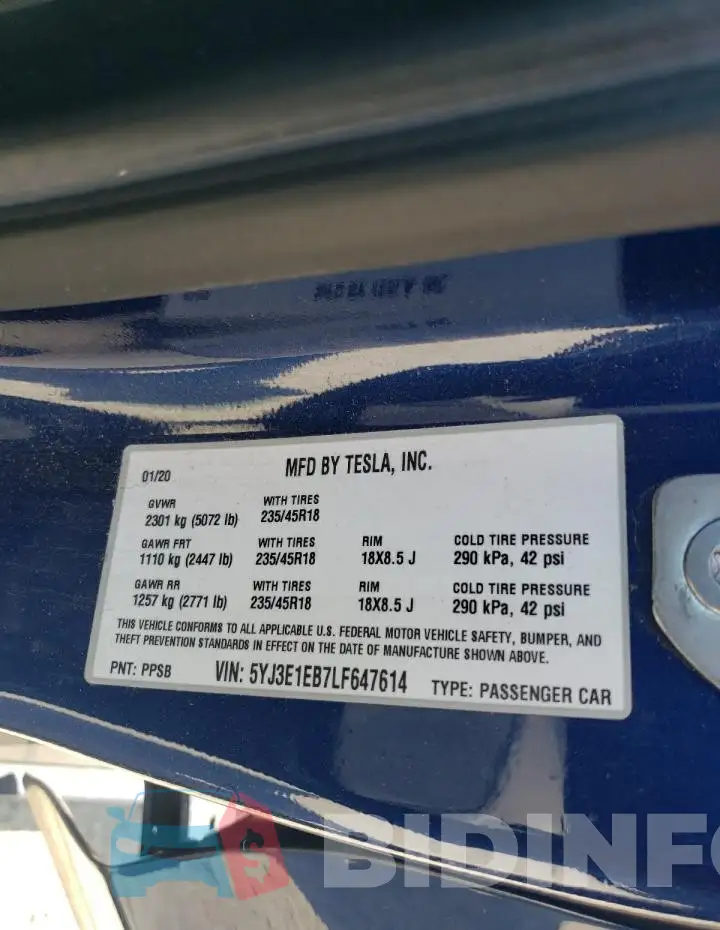 5YJ3E1EB7LF647614 Photo# 12