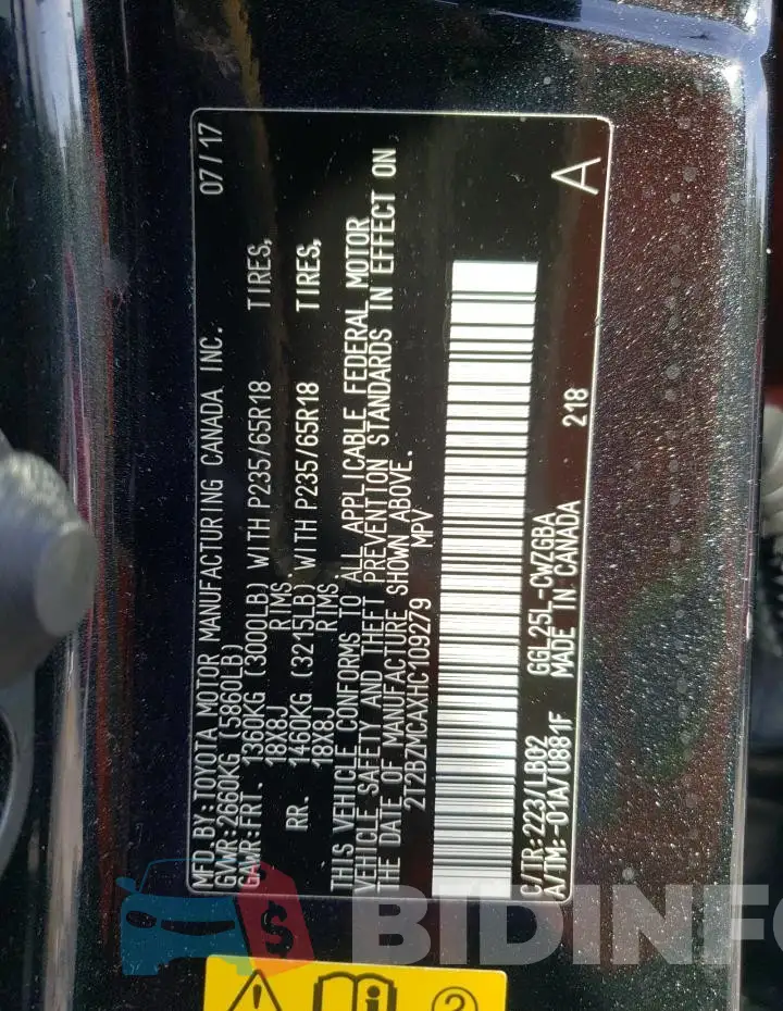 2T2BZMCAXHC109279 Photo# 13