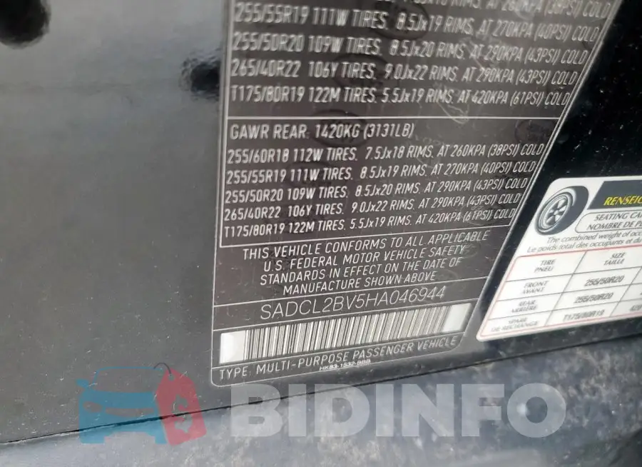 SADCL2BV5HA046944 Photo# 14