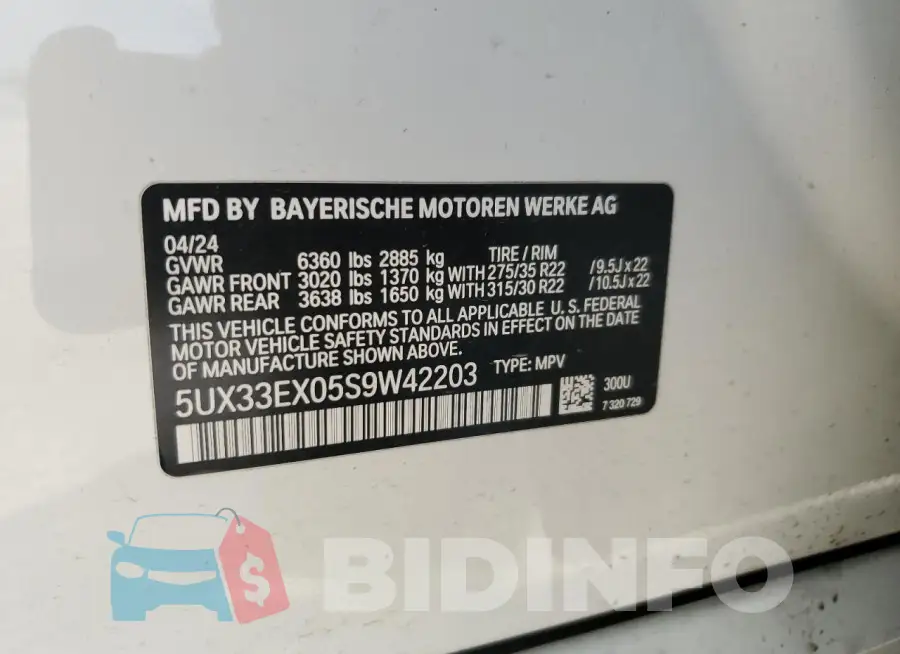 5UX33EX05S9W42203 Photo# 14