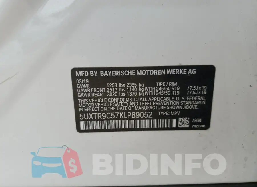 5UXTR9C57KLP89052 Photo# 12