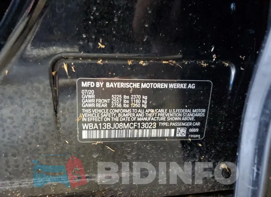 WBA13BJ08MCF13023 Photo# 12
