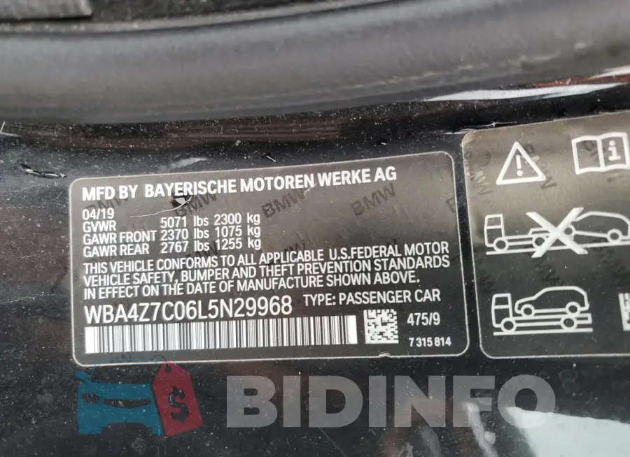 WBA4Z7C06L5N29968 Photo# 12