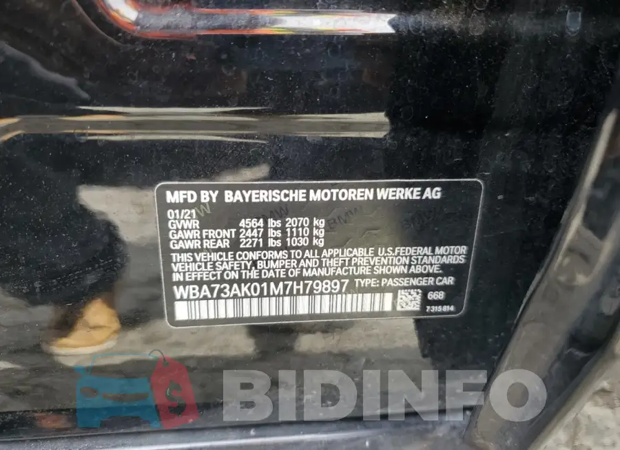 WBA73AK01M7H79897 Photo# 12