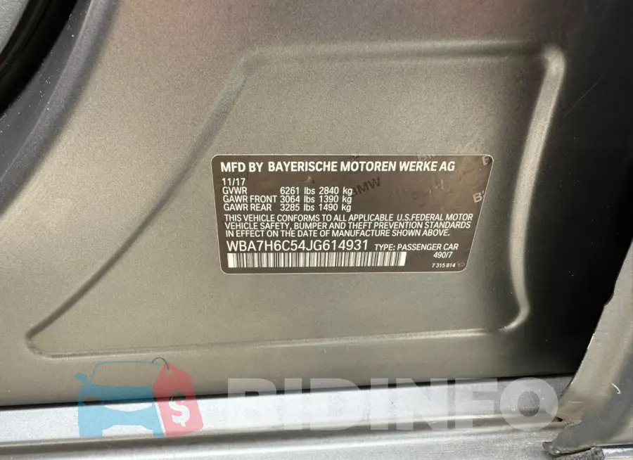 WBA7H6C54JG614931 Photo# 10