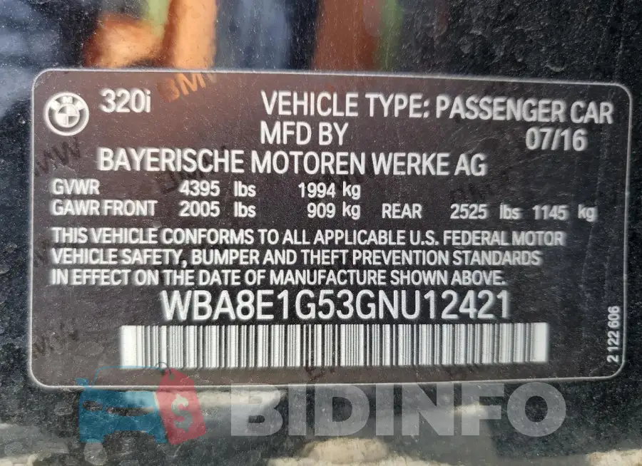 WBA8E1G53GNU12421 Photo# 12