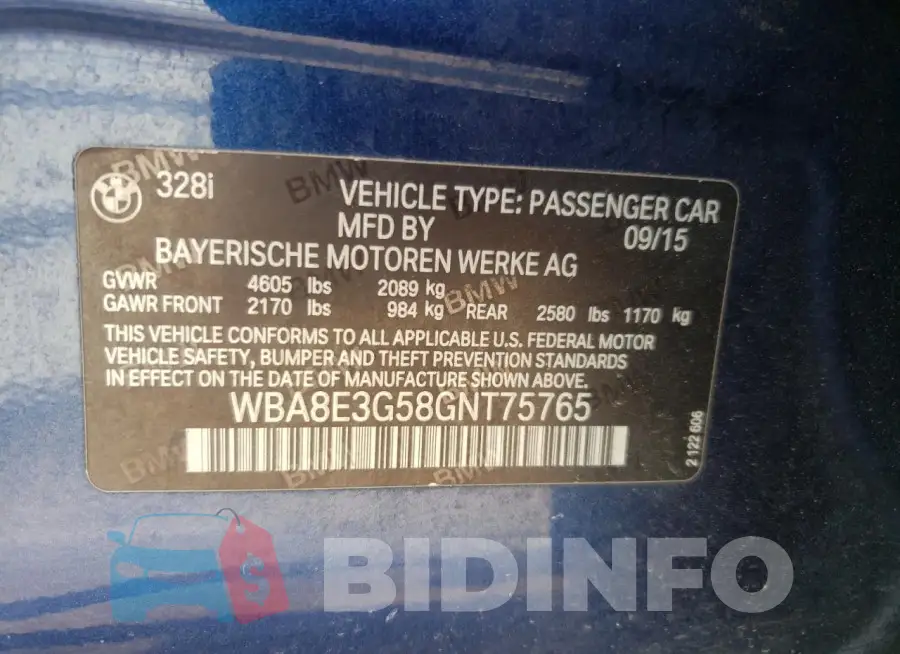 WBA8E3G58GNT75765 Photo# 12