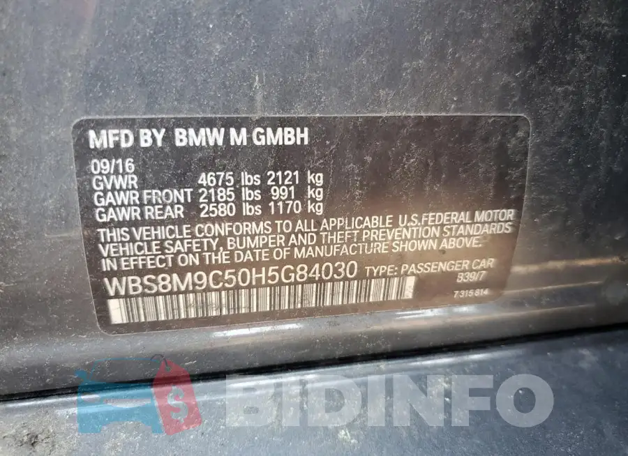 WBS8M9C50H5G84030 Photo# 12