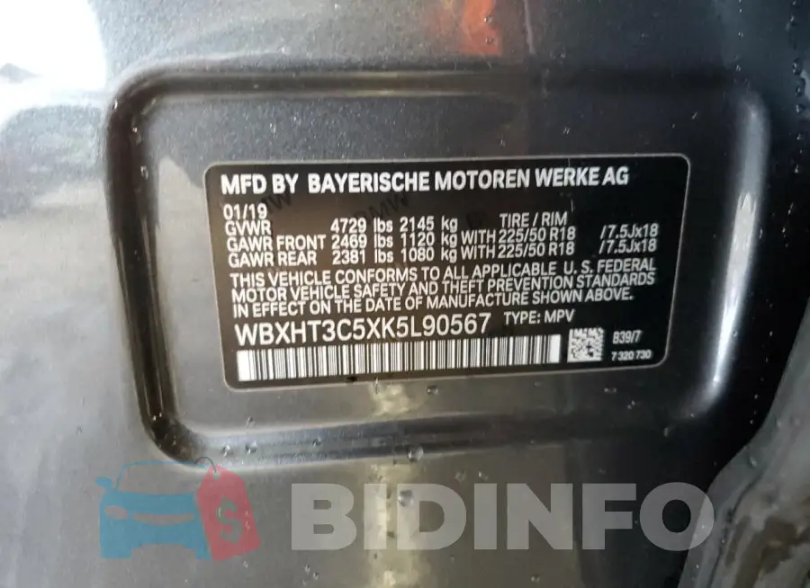 WBXHT3C5XK5L90567 Photo# 12