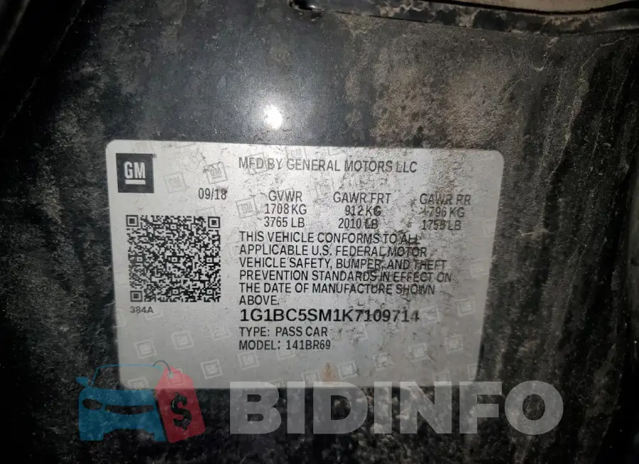 1G1BC5SM1K7109714 Photo# 12