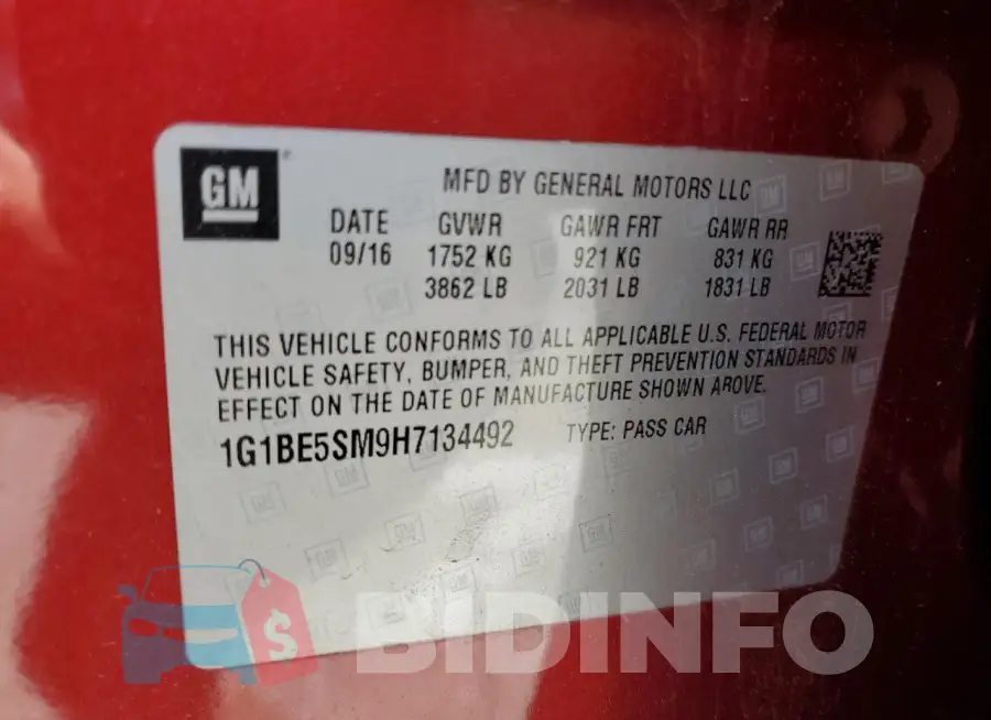1G1BE5SM9H7134492 Photo# 12