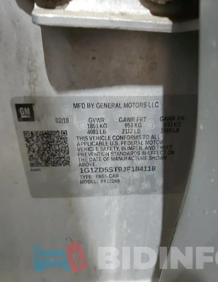 1G1ZD5ST9JF184118 Photo# 12
